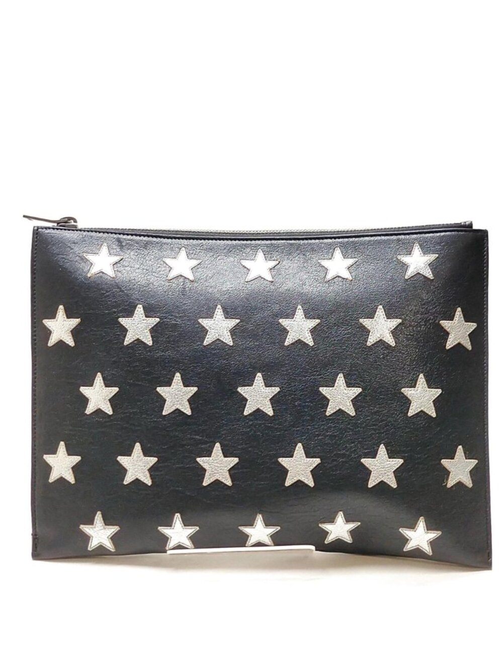 Authentic Saint Laurent Stars Clutch Black Leather Zip Pouch YSL Designer Bag - Picture 2 of 16